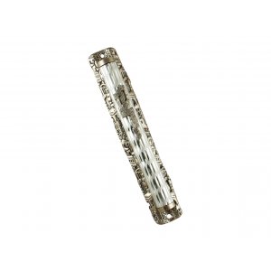 Diamond Design Metal Mezuzah Case with Jerusalem Images Frame