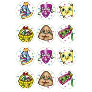 Colorful Purim Stickers