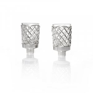 Silver Plated Inserts for Candlesticks with Criss Cross Design