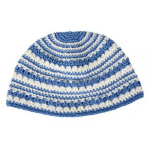 Light blue and white Stripes Frik Kippah