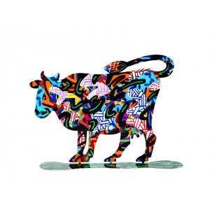 David Gerstein Free Standing Double Sided Steel Sculpture - Shalva Cow