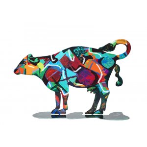 David Gerstein Free Standing Double Sided Steel Sculpture - Tikva Cow