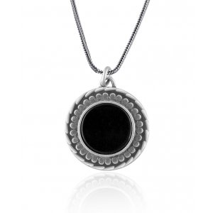 Silver Ana Bekoach Onyx Pendant by Golan Studio