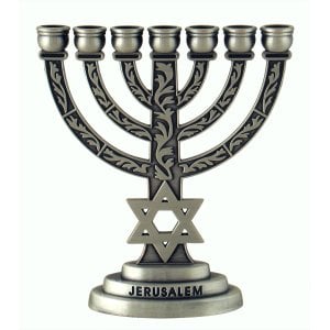 Pewter Star of David Seven Branch Menorah