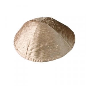 Yair Emanuel Basic Raw Silk Kippah - Gold Tan