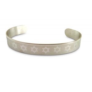 Stars of David Adjustable One Size Cuff Stainless Steel Bracelet