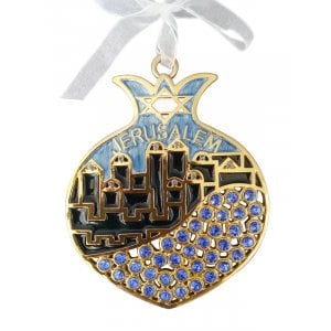 Jerusalem in Blue Pomegranate Wall Hanging