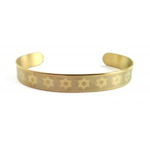 Gold Stainless Steel Adjustable One Size Cuff Bracelet - Star of David