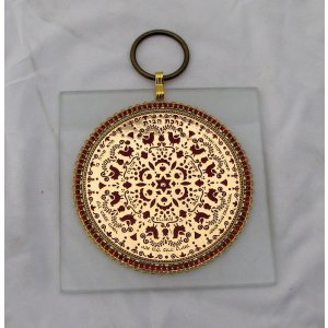 Oriental Red Home Blessing in Hebrew by Ester Shahaf