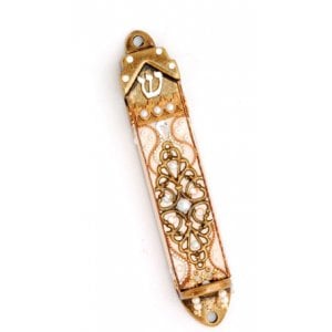 Gold Art Nouveau Style Mezuzah Case - Ester Shahaf