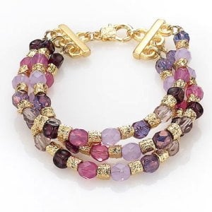 Bead Bracelet in Shades of Pink and Purple by Edita