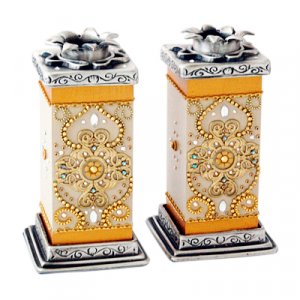 Ester Shahaf Gold Color Crystal Candlesticks