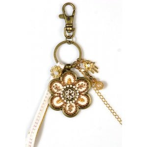 Beige-Gold Flower Keychain by Ester Shahaf