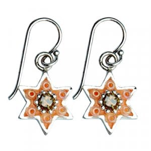 Silver Star of David Earrings -Shades of Spring by Ester Shahaf