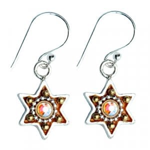 Colorful Silver Star of David Earrings by Ester Shahaf