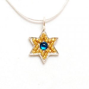 Star of David Pendant in Gold-Blue by Ester Shahaf