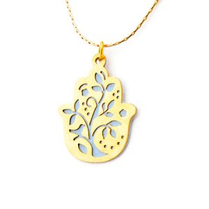 Hamsa Necklace with Flower by Shahaf