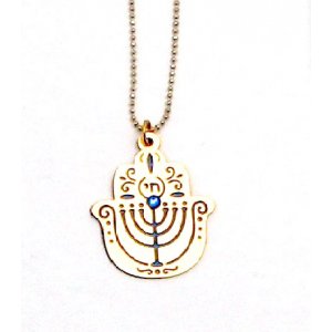 Ester Shahaf Menorah Hamsa Necklace