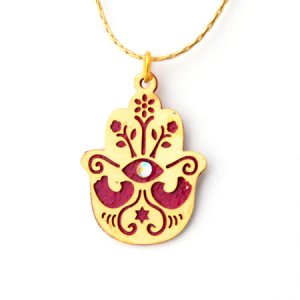 Red Hamsa Necklace to Ward off the Evil Eye by Ester Shahaf