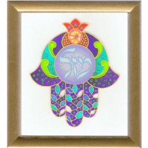 Dvora Black Hamsa Hand-Finished Print Mazal Luck Hebrew
