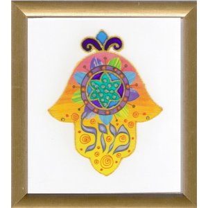 Dvora Black - Hamsa Hand Finished Print With Star & Mazel Luck Design