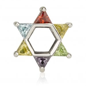 Sterling Silver Colorful Star of David Charm