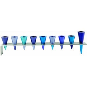 Yair Emanuel Anodized Aluminum Cones Hanukkah Menorah - Shades of Blue