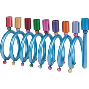 Yair Emanuel Anodized Aluminum Spiral Hanukkah Menorah - Rainbow Colors