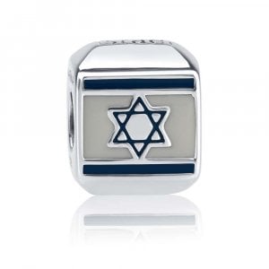 Sterling Silver Square Israel Flag Charm