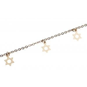 Anklet - Gold Rhodium with Gold Stars of David