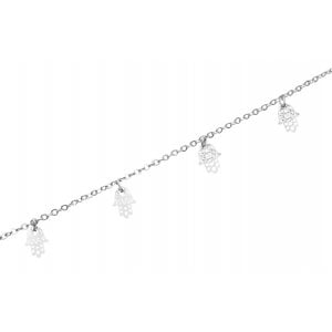 Anklet, Silver Rhodium with Silver Hamsas