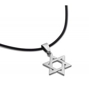 Classic Star of David Necklace on Black Rubber Cord