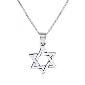 925 Sterling Silver Interlocking Triangles Star of David Necklace Pendant