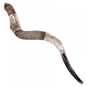 Star of David Leaf Design Sterling Silver Yemenite Shofar
