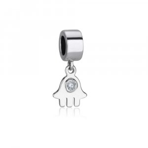 Sterling Silver Hamsa with Crystal Charm