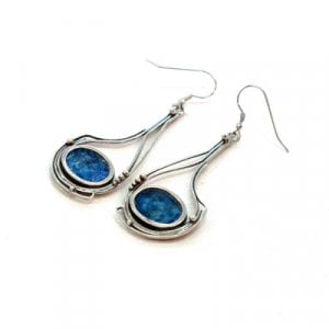 Sterling Silver Roman Glass Dangle Earrings