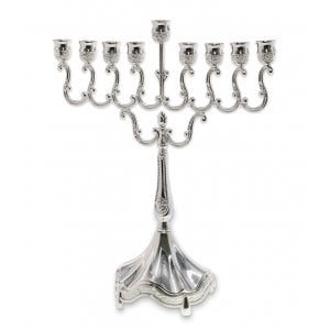 Classic Curved Chanukah Menorah for Candles, Silver - 8 Inches