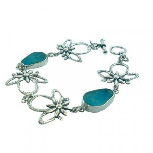 Dewdrops on Flowers Design Silver and Roman Glass Bracelet