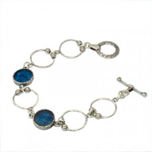 Michal Kirat Bracelet, Sterling Silver Open Circles and Circular Roman Glass