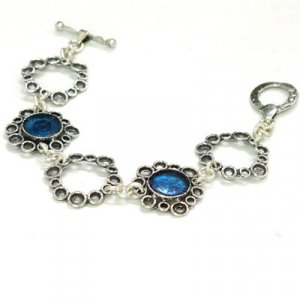 Floral Loops Silver and Roman Glass Bracelet
