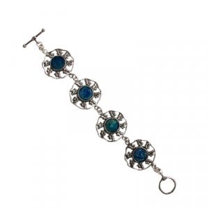 Michal Kirat Bracelet, Sterling Silver Walking on Water Design with Roman Glass