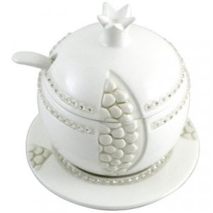 White Ceramic Pomegranate Honey Dish