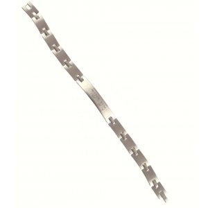 Stainless Steel Mans Bracelet, Curved Link Box Chain - Shema Yisrael