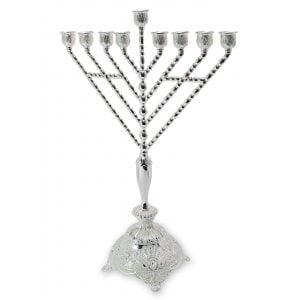 Tall Chabad Angular Menorah, Nickel  15.5" Height