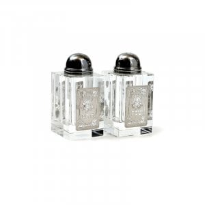 Crystal Salt and Pepper Shaker with Metal Plate