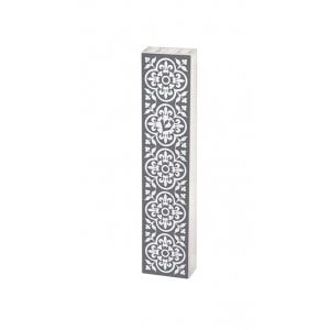 Dorit Judaica Lucite Mezuzah Case, Framed Fleur De Lys Design - Gray