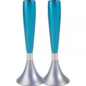 Yair Emanuel Anodized Aluminum Slender Candlesticks - Two-Tone