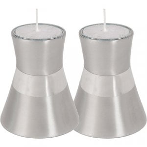 Yair Emanuel Small Anodized Aluminum Candlesticks, Silver Band - Choice of Colors