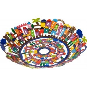 Yair Emanuel Laser Cut Hand Painted Colorful Bowl - Jerusalem Images