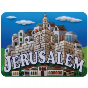 Colorful Plastic Magnet with Images of Jerusalem